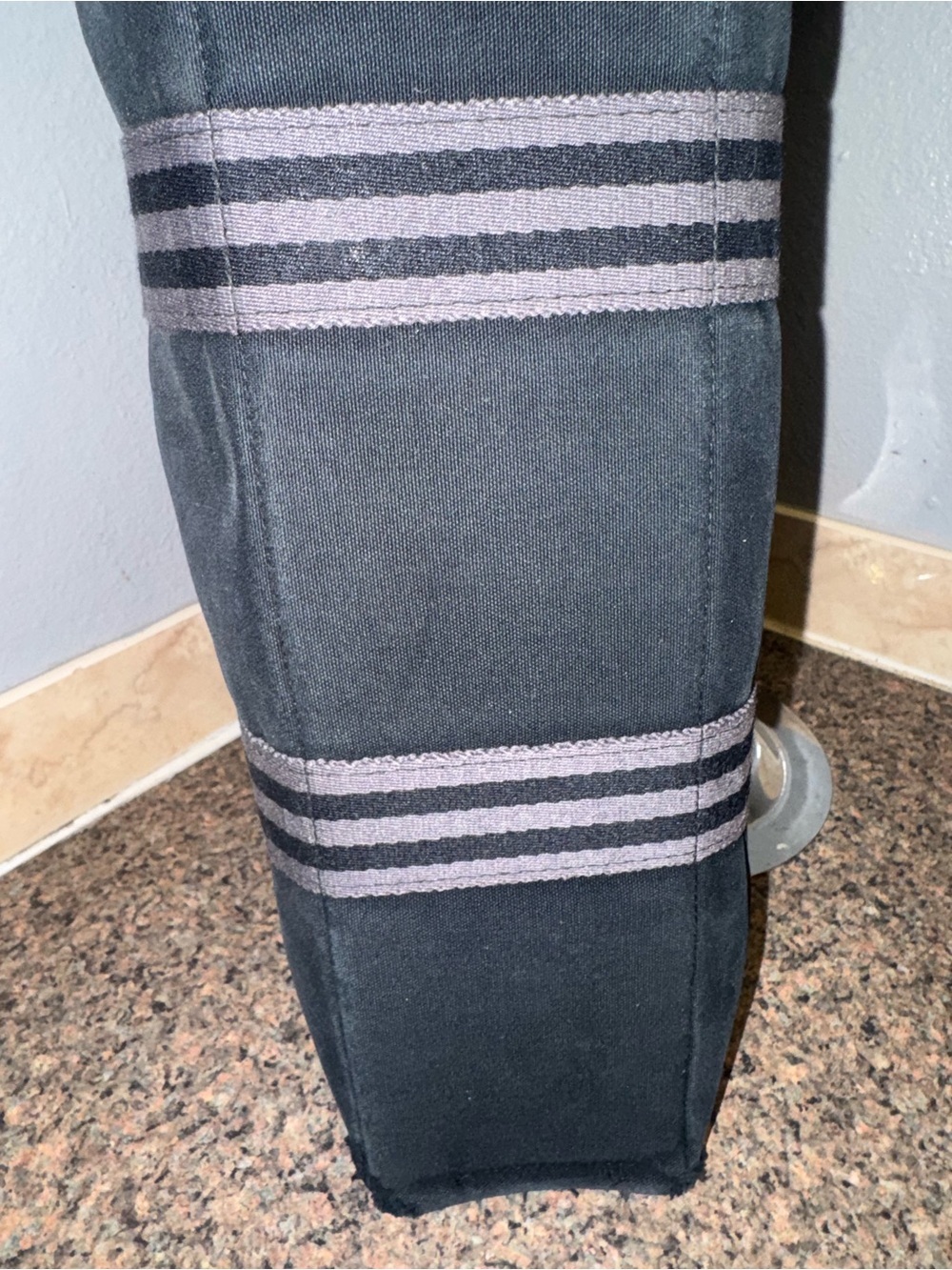 Hermes Black Canvas Tote with Striped Webbing Handles pre loved - Picture 3 of 9
